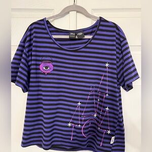 Disney Parks Madame Leota purple and black striped T-shirt super soft, large